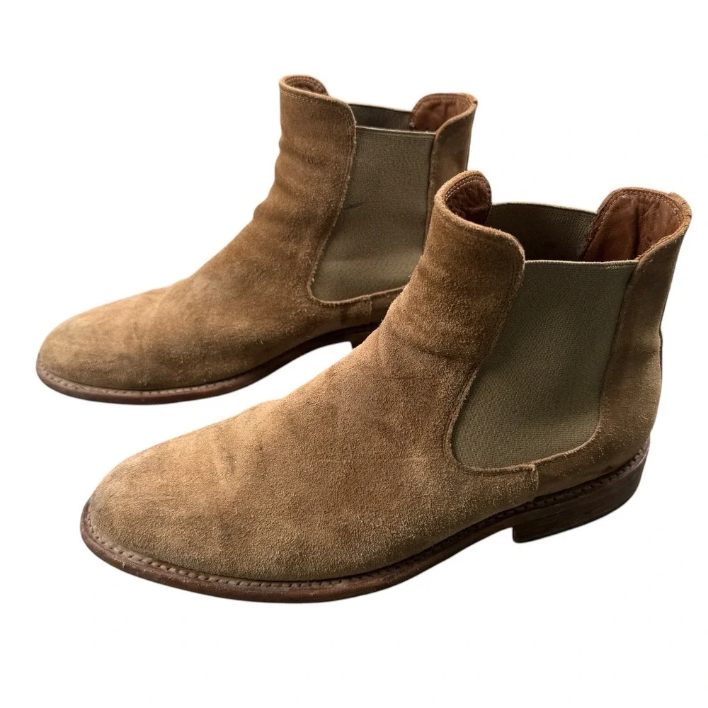 Thursday Boot Co Cavalier Mens Chelsea Boots Beige Suede Leather Ankle Size 8